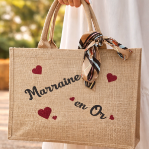 Sac en jute marraine en or