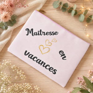 Pochette personnalisée maîtresse en vacances
