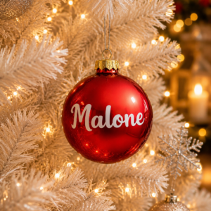 Boule de Noël personnalisée avec le prénom Malone, décoration de sapin personnalisé pour cadeau original