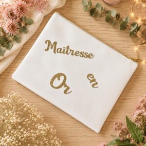 Pochette personnalisée maîtresse en Or